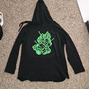 Black Hoodie with Neon Green Graphic